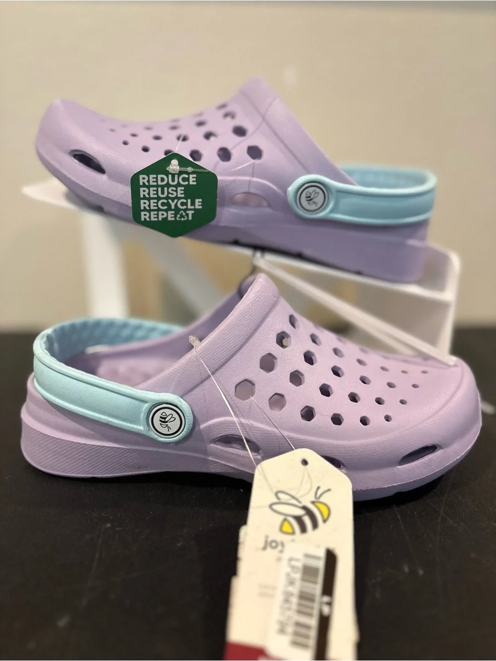 NEW Joybees Big Kids Dylan Slip-On Clogs Crocs EVA Sky Blue/Lilac Purple Sz 2